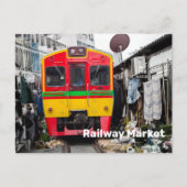 Spoorwegmarkt Mae Klong  Thailand Retro Feestdagenkaart (Voorkant)