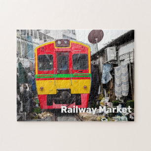 Spoorwegmarkt Mae Klong  Thailand Retro Legpuzzel