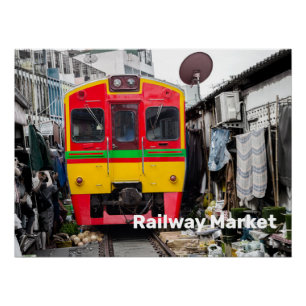 Spoorwegmarkt Mae Klong  Thailand Retro Perfect Poster