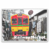 Spoorwegmarkt Mae Klong Thailand Retro Sticker (Voorkant)