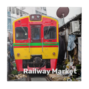 Spoorwegmarkt Mae Klong Thailand Retro Tegeltje