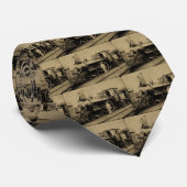 Spoorwegmotor Flint & Pere Marquette # 11 sepia Stropdas (Opgerold)