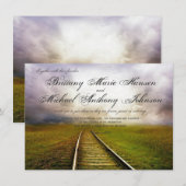 Spoorwegpad in veldlandelijke huwelijksuitnodiging kaart (Voorkant / Achterkant)