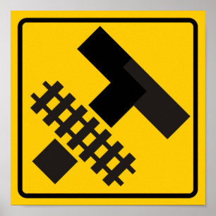 Spoorwegparallels Main Road at Side Road Sign Poster