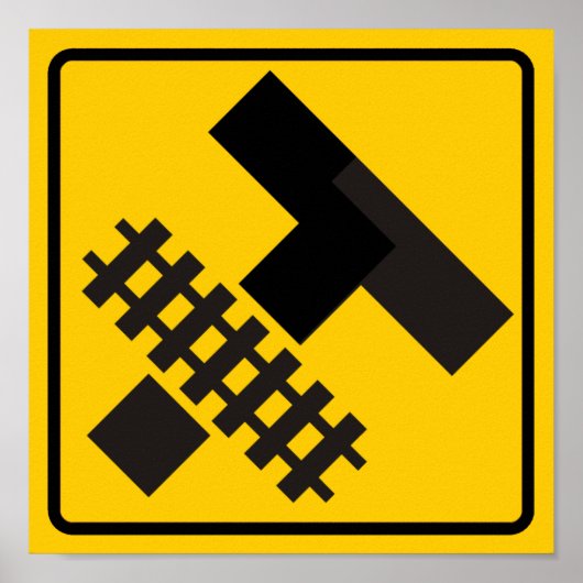 Spoorwegparallels Main Road at Side Road Sign Poster (Voorkant)