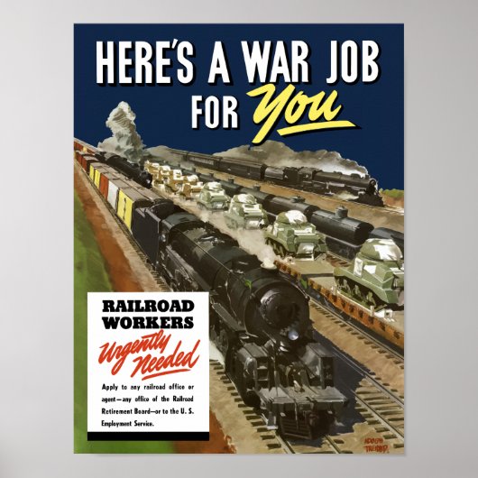 Spoorwegpersoneel dringend nodig — WW2 Poster (Voorkant)