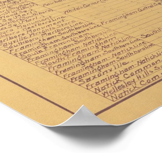 Spoorwegplattegrond Boston and Worcester Street 19 Poster (Hoek)