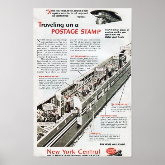 Spoorwegpost op de centrale spoorweg van New York  Poster (Voorkant)