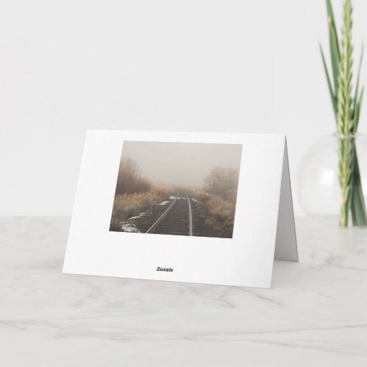 Spoorwegspoor in het winterlandschap Foggy Bedankkaart (Achterkant)