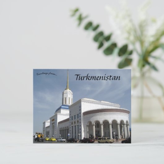 Spoorwegstation Ashgabat in Turkmenistan Briefkaart (Staand voorkant)