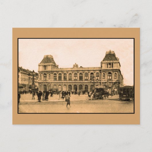 Spoorwegstation Brussel, horsecar Briefkaart (Voorkant)