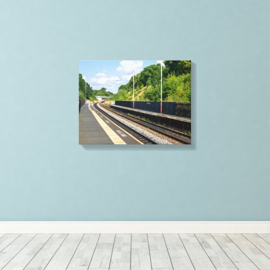 Spoorwegstation Cottingley, Leeds Canvas Afdruk (Insitu (Houten vloer))