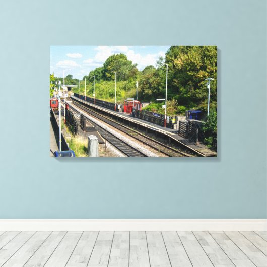 Spoorwegstation Cottingley, Leeds Canvas Afdruk (Insitu (Houten vloer))