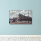 Spoorwegstation in Chicago en Northwestern Canvas Afdruk (Insitu (Houten vloer))