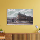 Spoorwegstation in Chicago en Northwestern Canvas Afdruk (Insitu (Woonkamer))