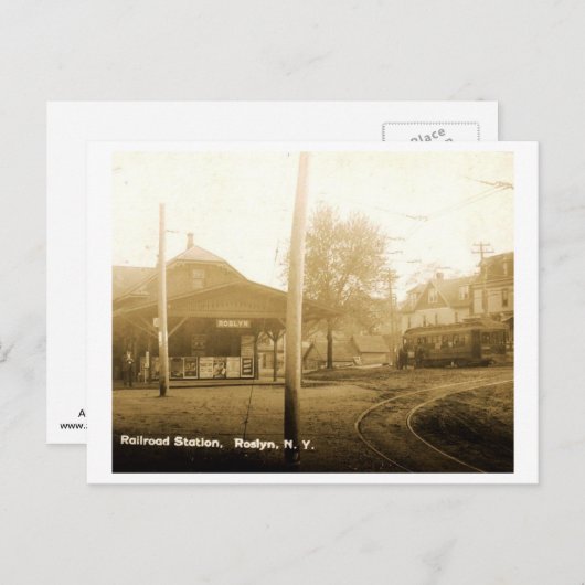Spoorwegstation, Roslyn, Long Island,  Briefkaart (Voorkant / Achterkant)