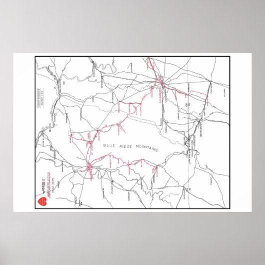 Spoorwegsysteemkaart Hagerstown & Frederick (c 192 Poster (Voorkant)