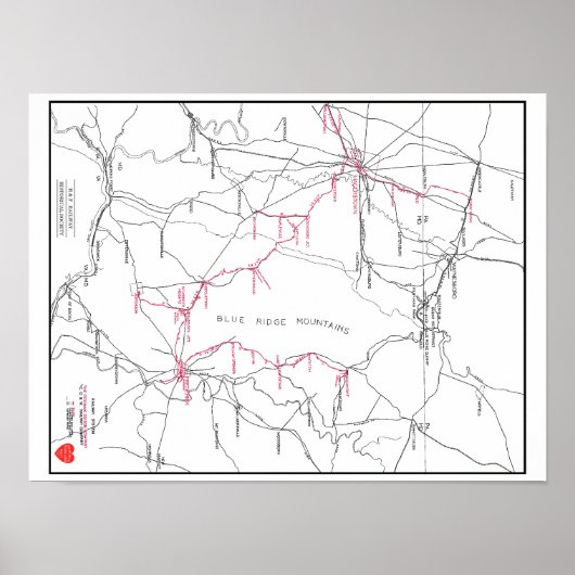 Spoorwegsysteemkaart Hagerstown & Frederick (c 192 Poster (Voorkant)