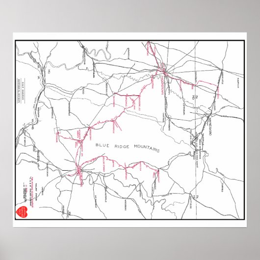 Spoorwegsysteemkaart Hagerstown & Frederick (c 192 Poster (Voorkant)