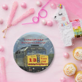 Spoorwegtrein, 13e Verjaardag Naam Rond of Plein Papieren Bordje (Feest)