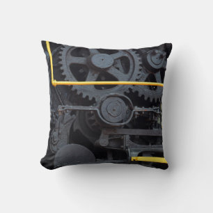 Spoorwegtrein Motor Wielen en Cogs Industrieel Kussen