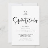 Spootaculaire zwarte minimale Ghost Halloween-part Kaart (Voorkant)