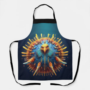 Spore Vogel met een blauwe gevederde outfit Schort