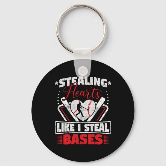 Sporen als ik Steal Bases Softball Baseba Sleutelhanger (Voorkant)