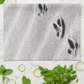 Sporen in de Zandfoto Theedoek (Gevouwen)