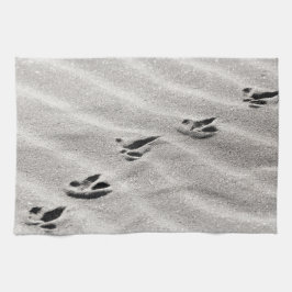 Sporen in de Zandfoto Theedoek