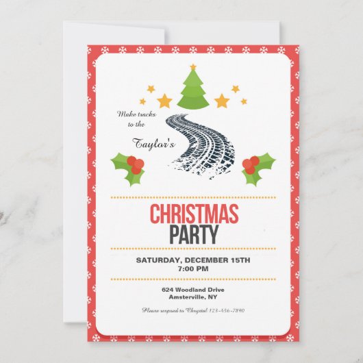 Sporen in het Sneeuwkerstfeest Kaart (Voorkant)