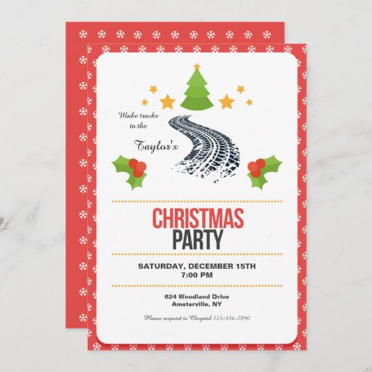 Sporen in het Sneeuwkerstfeest Kaart (Voorkant / Achterkant)