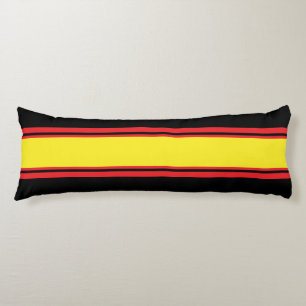 Sporen Stripes geel rood + uw achtergrondkleur Lichaamskussen
