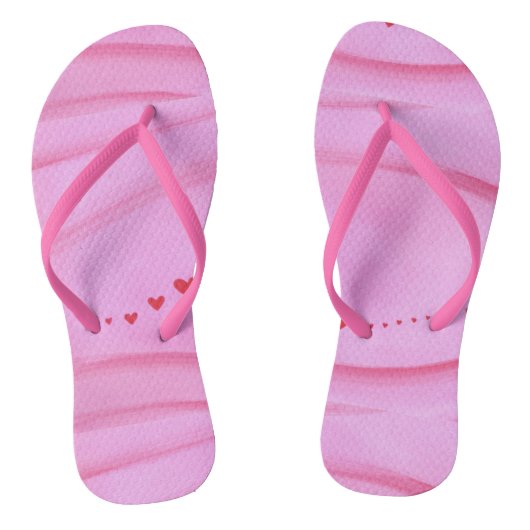 Sporen van Harten op Roze FlipFlops Teenslippers (Voetbed)