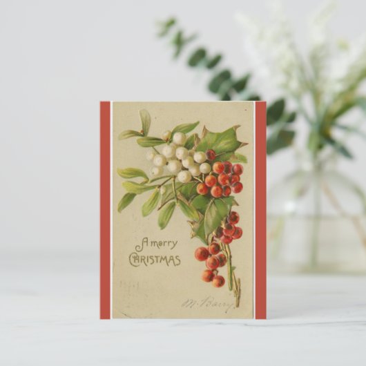  Sporen van Mistletoe en Holly Christmas Briefkaart (Staand voorkant)