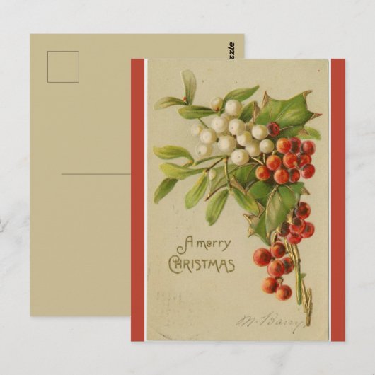 Sporen van Mistletoe en Holly Christmas Briefkaart (Voorkant / Achterkant)