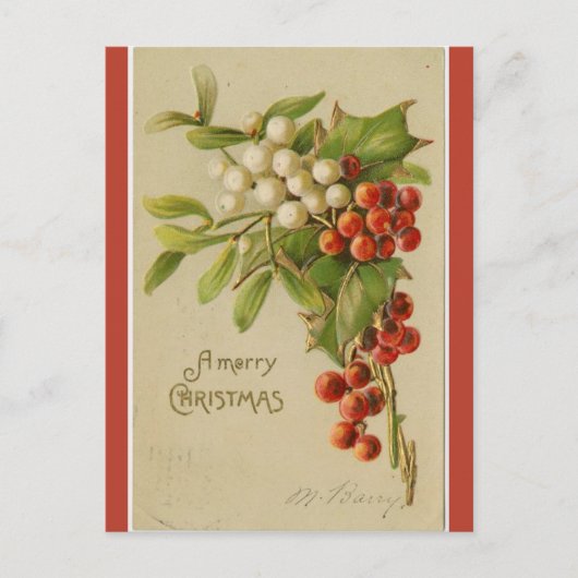  Sporen van Mistletoe en Holly Christmas Briefkaart (Voorkant)