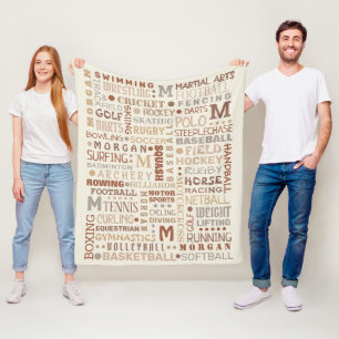 Sporen Word Art Neutrals Cool Personeel Fleece Deken