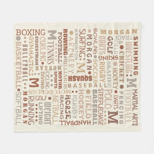 Sporen Word Art Neutrals Cool Personeel Fleece Deken (Voorkant (Horizontaal))