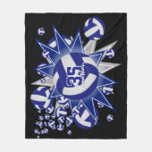 sporenblauw wit volleybalkamerdecor fleece deken (Voorkant)