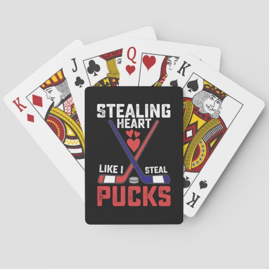 Sporend hart zoals ik Steal Pucks Hockey Valentijn Pokerkaarten (Achterkant)