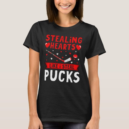 Sporend hart zoals ik Steal Pucks Valentijnsdag H T-shirt (Voorkant)