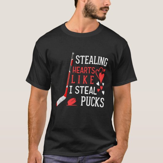 Sporend hart zoals ik Steal Pucks Valentijnsdag H T-shirt (Voorkant)