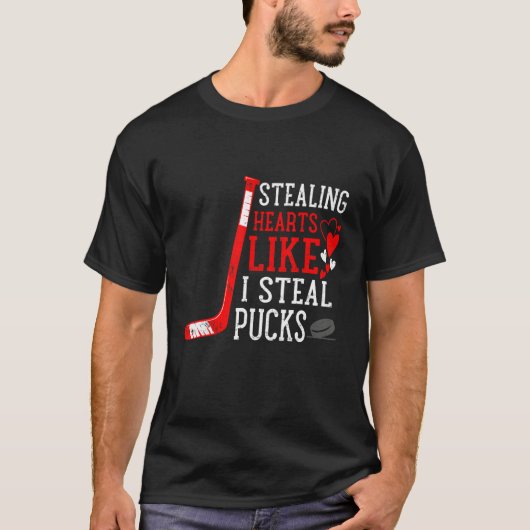 Sporend hart zoals ik Steal Pucks Valentijnsdag H T-shirt (Voorkant)