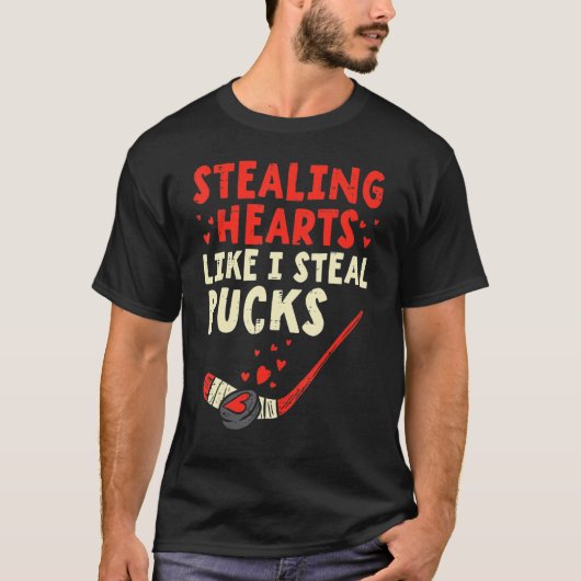 Sporend hart zoals ik Steal Pucks Valentijnsdag H T-shirt (Voorkant)