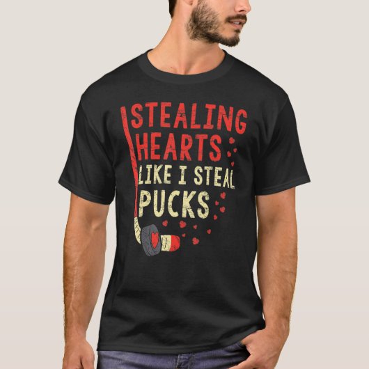 Sporend hart zoals ik Steal Pucks Valentijnsdag H T-shirt (Voorkant)