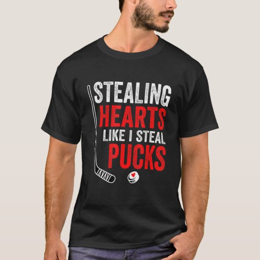 Sporend hart zoals ik Steal Pucks Valentijnsdag H T-shirt (Voorkant)