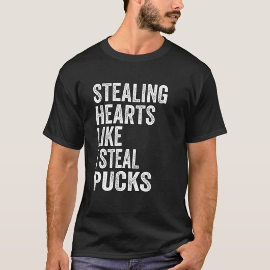Sporend hart zoals ik Steal Pucks Valentijnsdag H T-shirt (Voorkant)