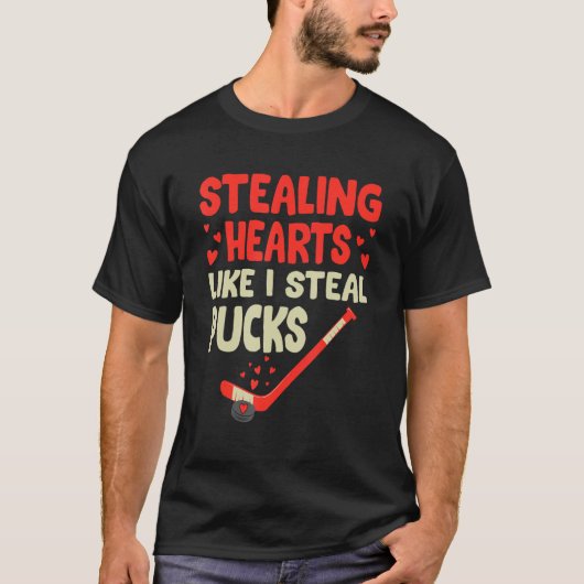 Sporend hart zoals ik Steal Pucks Valentijnsdag H T-shirt (Voorkant)