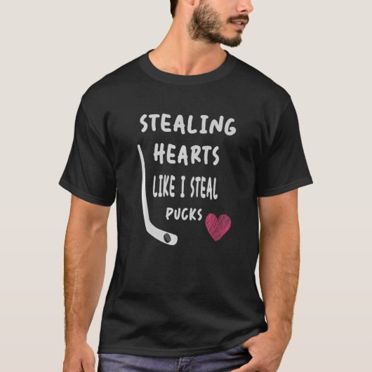 Sporend hart zoals ik Steal Pucks Valentijnsdag H T-shirt (Voorkant)